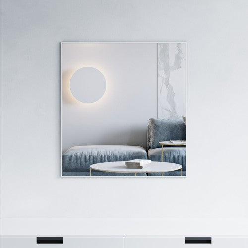 Matt White Aluminum & Glass Bathroom Mirror 1