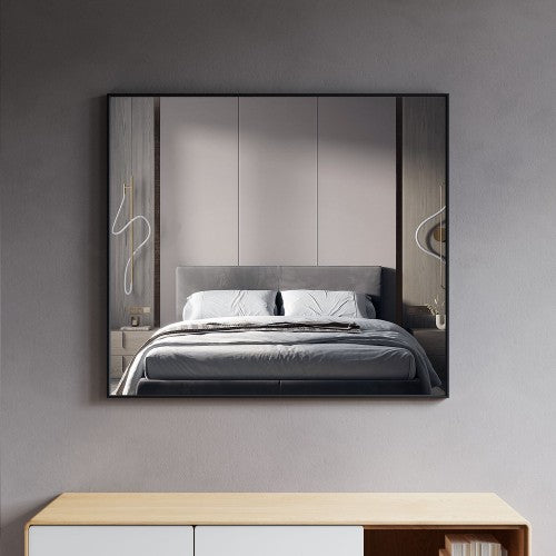Black Aluminum & Glass Bathroom Mirror 2