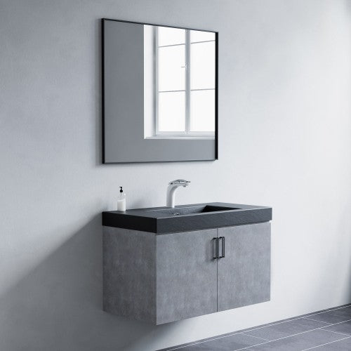 Black Aluminum & Glass Bathroom Mirror 3