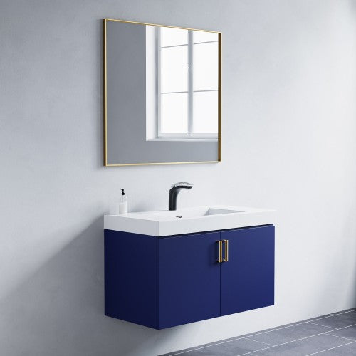 Brushed Brass Aluminum & Glass Bathroom Mirror 3