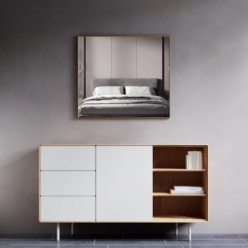 Brushed Brass Aluminum & Glass Bathroom Mirror 2
