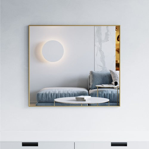 Brushed Brass Aluminum & Glass Bathroom Mirror 1