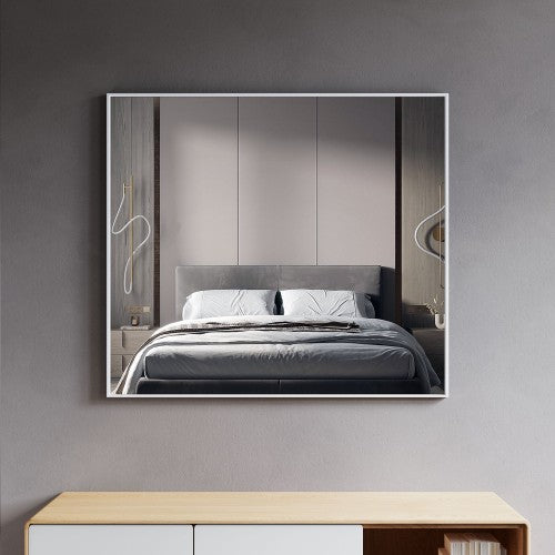Matt White Aluminum & Glass Bathroom Mirror 2