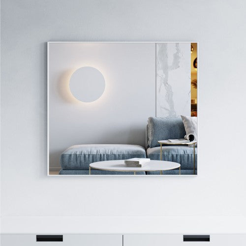 Matt White Aluminum & Glass Bathroom Mirror 1
