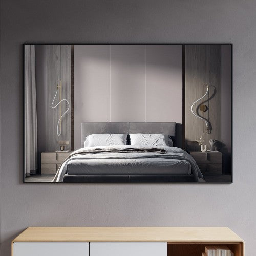 Black Aluminum & Glass Bathroom Mirror 2