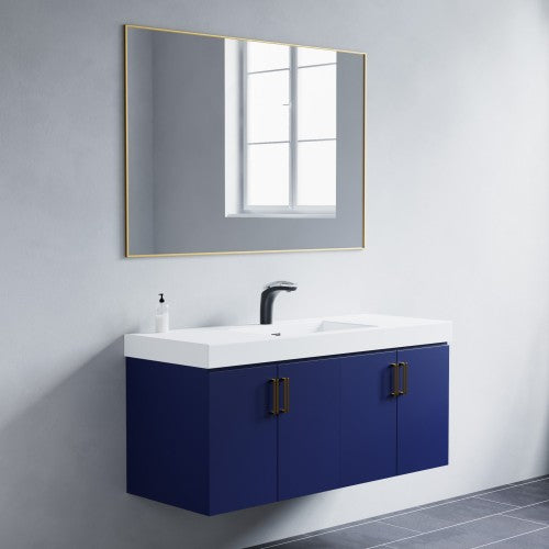 Brushed Brass Aluminum & Glass Bathroom Mirror 3