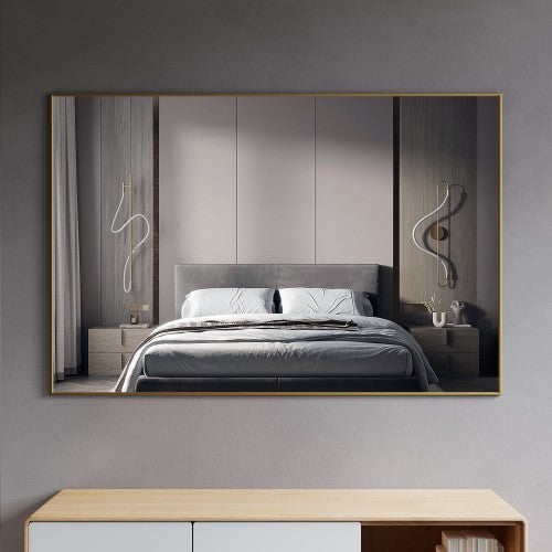Brushed Brass Aluminum & Glass Bathroom Mirror 2