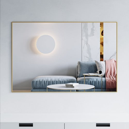 Brushed Brass Aluminum & Glass Bathroom Mirror 1