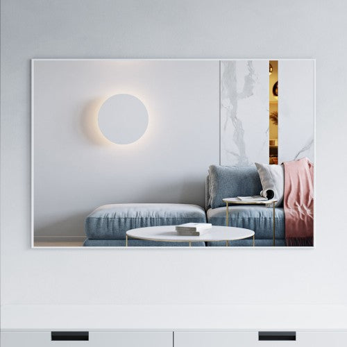 Matt White Aluminum & Glass Bathroom Mirror 1