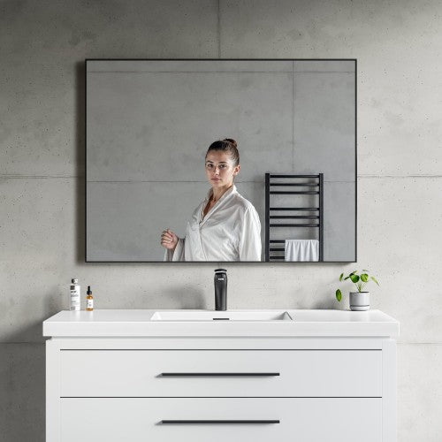 Black Aluminum & Glass Bathroom Mirror 6