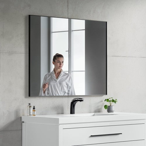 Black Aluminum & Glass Bathroom Mirror 5