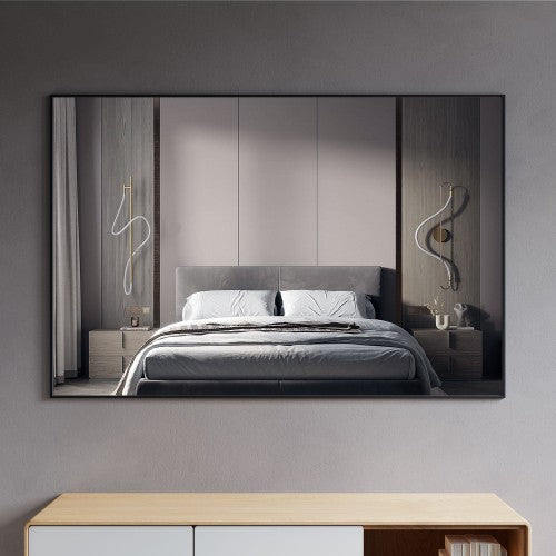Black Aluminum & Glass Bathroom Mirror 2