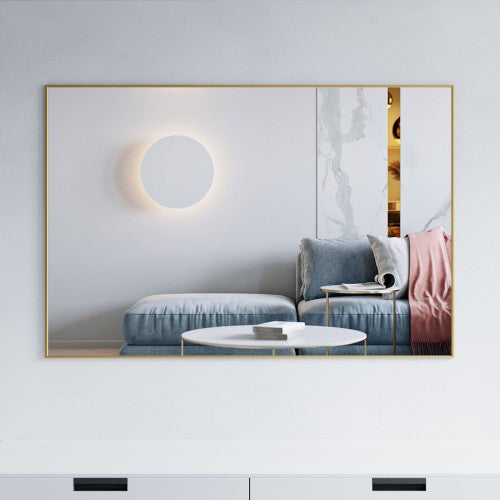 Brushed Brass Aluminum & Glass Bathroom Mirror 1