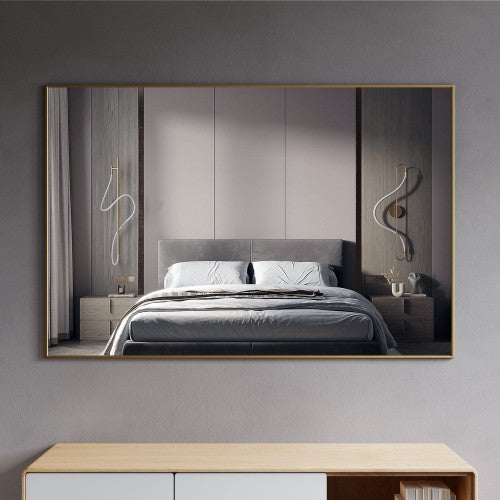 Brushed Brass Aluminum & Glass Bathroom Mirror 3