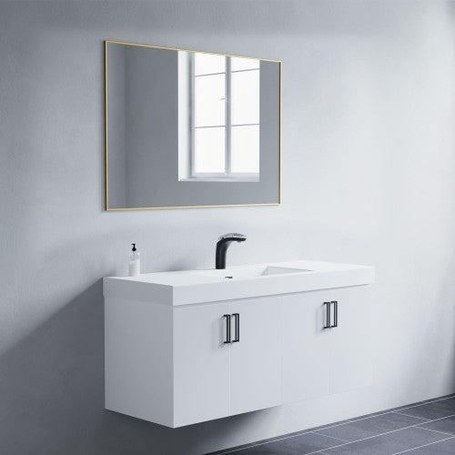 Brushed Brass Aluminum & Glass Bathroom Mirror 4