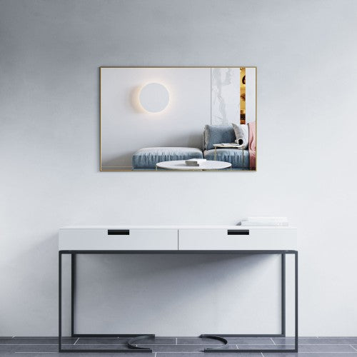 Brushed Brass Aluminum & Glass Bathroom Mirror 2