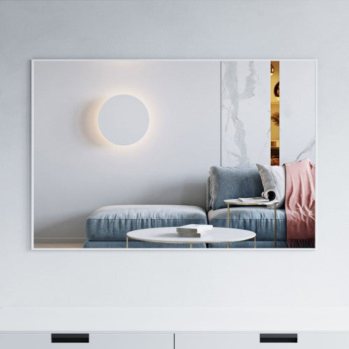 Matt White Aluminum & Glass Bathroom Mirror 1