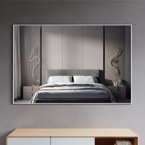 Matt White Aluminum & Glass Bathroom Mirror 2