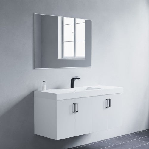 Matt White Aluminum & Glass Bathroom Mirror 4