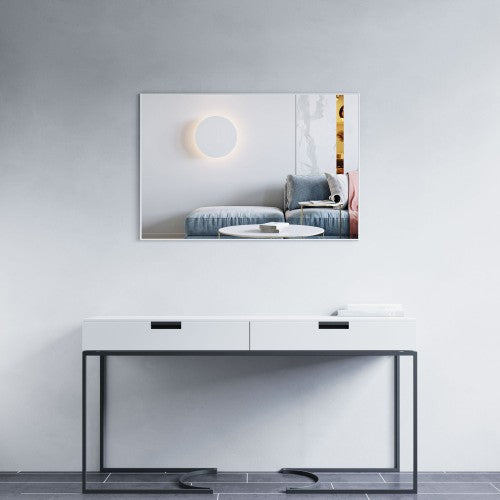 Matt White Aluminum & Glass Bathroom Mirror 3