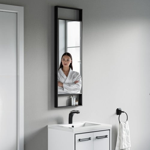 Black Aluminum & Glass Bathroom Mirror 7