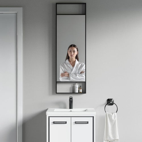 Black Aluminum & Glass Bathroom Mirror 4
