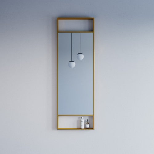 Brushed Brass Aluminum & Glass Bathroom Mirror 1