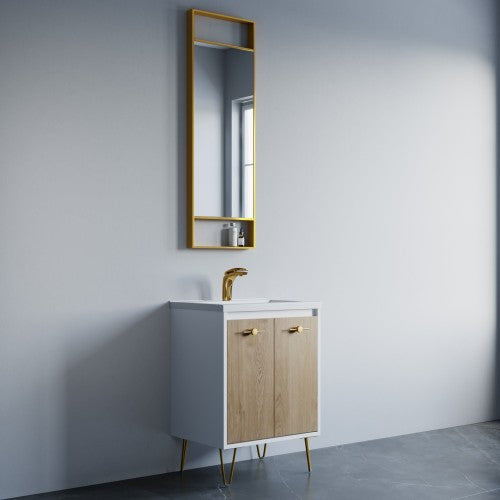 Brushed Brass Aluminum & Glass Bathroom Mirror 4
