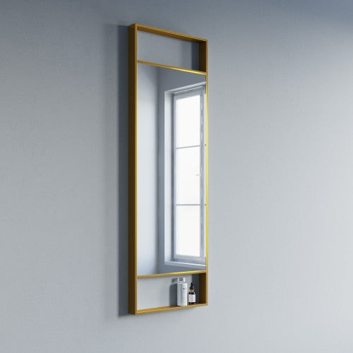 Brushed Brass Aluminum & Glass Bathroom Mirror 3