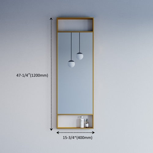 Brushed Brass Aluminum & Glass Bathroom Mirror 5