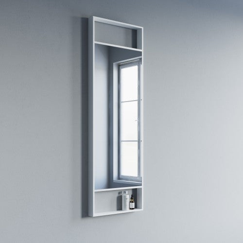 Matt White Aluminum & Glass Bathroom Mirror 3