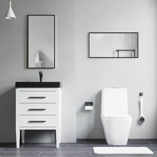 Black Aluminum & Glass Bathroom Mirror 4