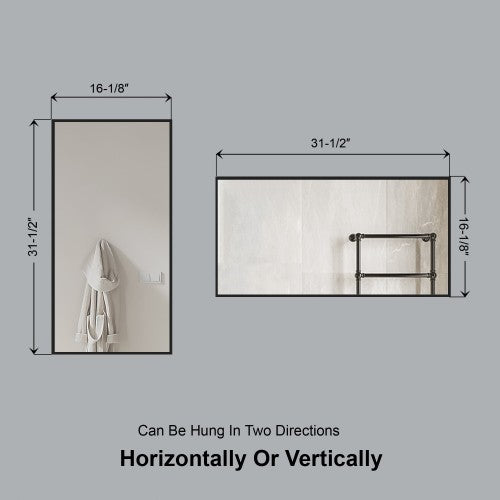 Black Aluminum & Glass Bathroom Mirror 6