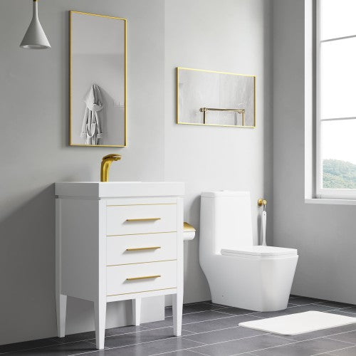 Brushed Brass Aluminum & Glass Bathroom Mirror 5