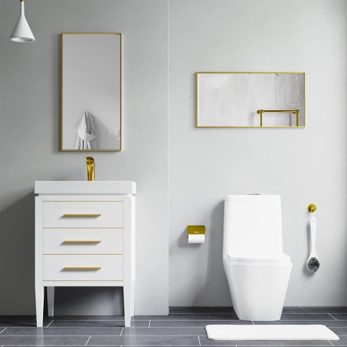 Brushed Brass Aluminum & Glass Bathroom Mirror 4