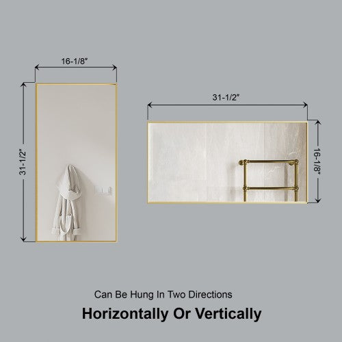 Brushed Brass Aluminum & Glass Bathroom Mirror 6