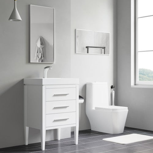 Matt White Aluminum & Glass Bathroom Mirror 5