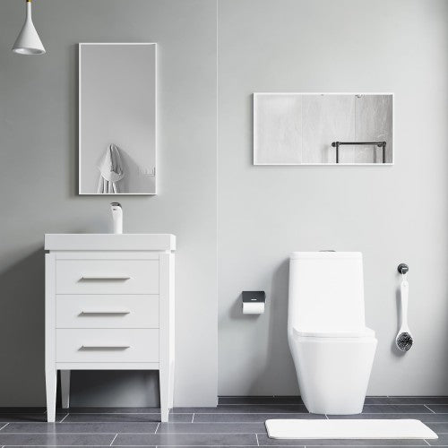 Matt White Aluminum & Glass Bathroom Mirror 4