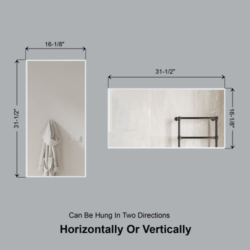 Matt White Aluminum & Glass Bathroom Mirror 6