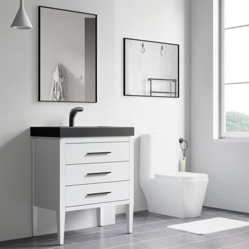 Black Aluminum & Glass Bathroom Mirror 5