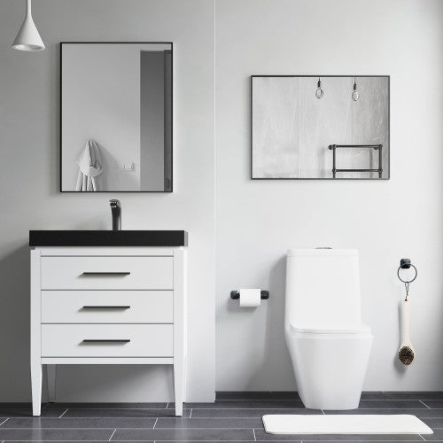 Black Aluminum & Glass Bathroom Mirror 4