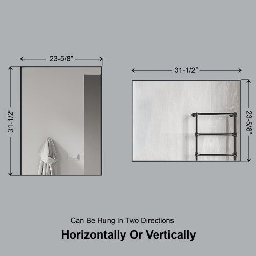 Black Aluminum & Glass Bathroom Mirror 6