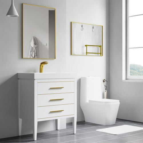 Brushed Brass Aluminum & Glass Bathroom Mirror 5