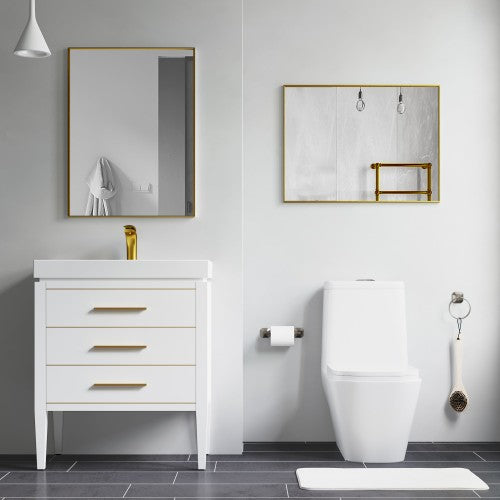Brushed Brass Aluminum & Glass Bathroom Mirror 4