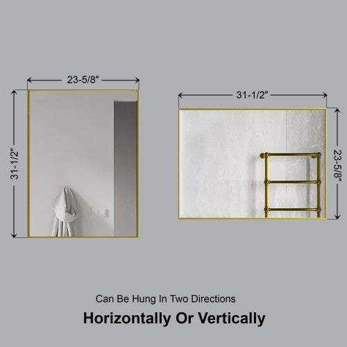 Brushed Brass Aluminum & Glass Bathroom Mirror 6