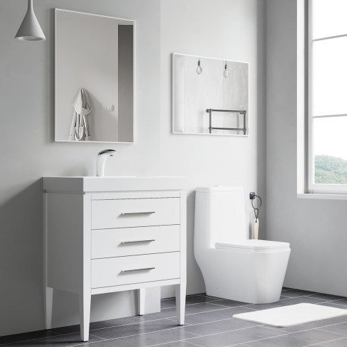 Matt White Aluminum & Glass Bathroom Mirror 5