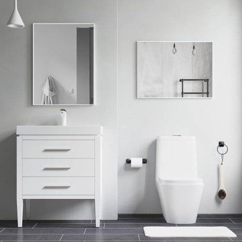 Matt White Aluminum & Glass Bathroom Mirror 4
