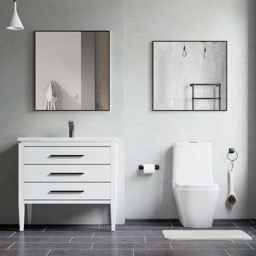 Black Aluminum & Glass Bathroom Mirror 4