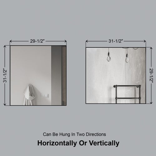 Black Aluminum & Glass Bathroom Mirror 6