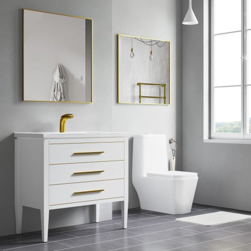 Brushed Brass Aluminum & Glass Bathroom Mirror 5